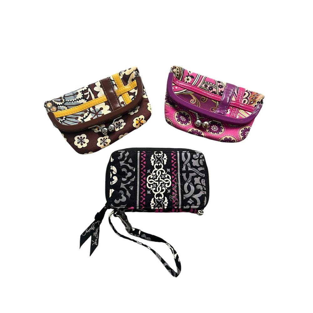VERA BRADLEY LOT Of 3 ( 2 Foldover Change Purse & Small Wallet/Phone Holder